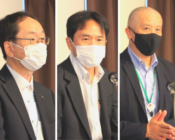 共催団体ご代表の皆さま方(左から宮城県・経済商工観光部副部長 武内様、仙台市経済局次長・柳津様、仙台市産業振興事業団部長・関様)